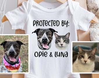 Personalized Name Baby , Protected by Custom Dog Name, Custom Bodysuits, Baby Girl Gift, Baby Boy Gift, Baby Shower Gift, Reveal, Onesie®