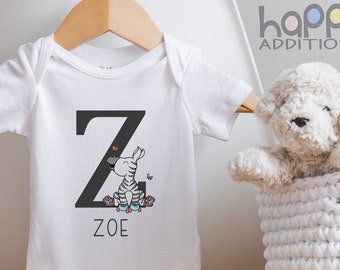 Custom Baby s, Zebra Personalized Name , Baby Boy Announcement Outfit, Unique Baby Shower Gift, Custom Baby Clothes, Long Sleeve, Onesie®