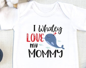 I Really Love My Mommy , Whale , Funny Baby Bodysuit, I love My Mom, Baby Reveal, Pregnancy Reveal, Mommy and me, Whaley, Onesie®