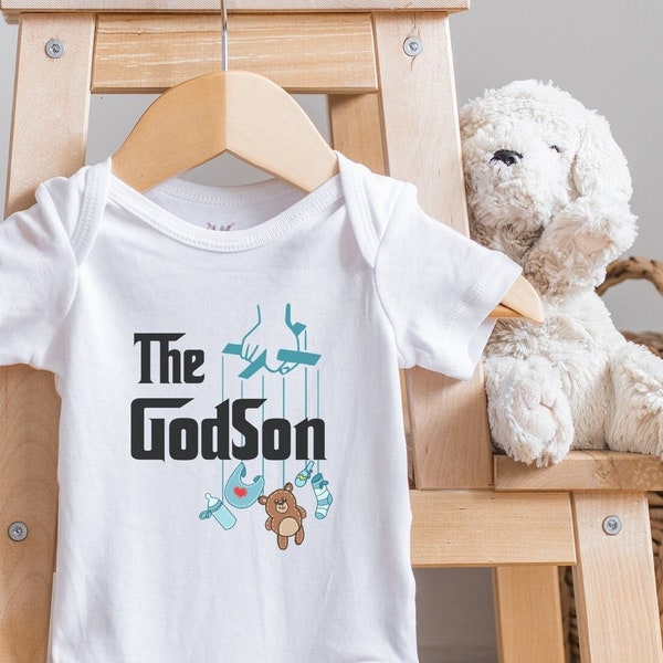 thumbnail image 2 of Funny 'I'm The Godson' Baby Bodysuit – White, Short Sleeve, Babygrow Christening Gift (UK Made) 2 of 6