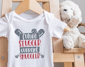 Baseball , Future Slugger Current Snuggler, Funny Baseball, Toddler Baseball Fan, I like Baseball I'm Told, Sports, Baby Shower Gift