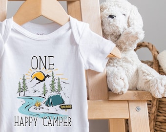 One Happy Camper , Camping Toddler Shirt, Adventure Baby s, Travel Buddy, Camping , Camper , Long Sleeve, Baby, Onesie®