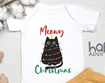 Meowy Christmas Baby , Cute Christmas Outfit, Baby s, Crazy Cat lady, Long Sleeve, Christmas Tree, Cat Lover, Merry Christmas, Onesie®