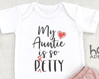 Aunt , Funny Baby s, Baby Bodysuit, My Auntie is so Pretty, Cute Niece Nephew, Baby Girl Outfit, Reveal to Aunt, Long Sleeve, Onesie®