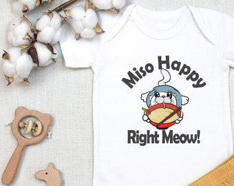 Miso Happy Right Meow ,  Cat Baby Bodysuit, Baby Boy Clothes, Funny s, Cute Baby , Niece Nephew Gift, Unisex, Kitten, Onesie®