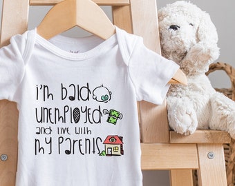 Funny Baby s, Funny Baby Boy Bodysuit, Bald Unemployed Live with My Parents, Baby Boy Gift, Coming Home Outfit, Baby Shower Gift, Onesie®