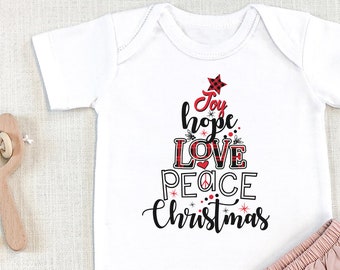 Joy Hope Love Peace Christmas , Christmas Tree, Christmas Shirt for Kids, Christmas Shirt for Toddler Girl, Baby Gift Outfit T-shirt