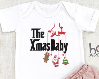 Christmas Baby , December Baby, Christmas Outfit, Pregnancy Announcement, Reveal, Long Sleeve, Baby Reveal, Reveal Ideas, Xmas Baby, Onesie®