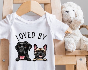 Baby Shower Gift, Loved By Dog , Custom Dog , Personalized Dog Name , Baby Gift, Custom Pet Baby , Cat Lady, Onesie®
