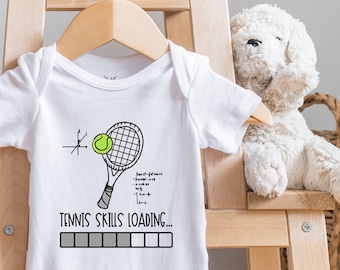 Tennis Baby Gift, Tennis Skills Loading, Funny Tennis Bodysuit, Newborn Outfit, Tennis Fan, I love Tennis, Tennis Fan, Tennis Star 2138