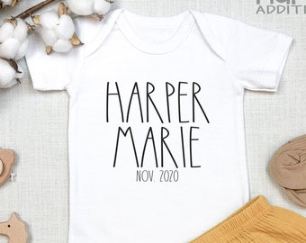 Personalized Name Baby , Due Date, Baby Announcement , Pregnancy Reveal, Reveal to Husband, Custom Baby Reveal, Grandparents, Onesie®