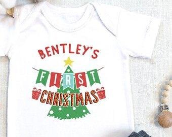 Custom Christmas Name , Bodysuit, Baby's 1st Christmas,  My First Christmas, Baby Name Clothes, Christmas Gift, Present, Personalized