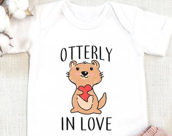 Otterly In Love , Cute Animal Pun , Cute Otter , Heart, Animal , Baby Girl , Toddler Shirt, Long Sleeve, Onesie®