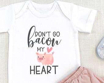 Funny Baby , Cute Baby Bodysuit, Don't Go Bacon My Heart, Pig Baby Shower, Farm , Pig Baby Gift, Niece Nephew, Animal Farm, Onesie®