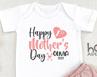 Personalized Happy 1st Mother's Day , Cute Personalized Baby Girl Outfit, Baby Bodysuit, Custom Name , First Mother's Day, Onesie®