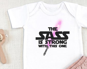 The Sass Is Strong With This One Baby , Funny Baby Girl Gift, Sassy Toddler Shirt, Long Sleeve, Baby Shower Girl, Baby Girl Jedi, Onesie®