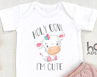 Holy Cow I'm Cute , Farm , I'm Cute , Gift for Baby Girl, Cute s, Country Baby, Baby Girl Outfit, Long Sleeve, Onesie®