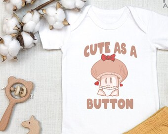 Funny baby  , Cute As A Button , Cute Baby Bodysuit, Cute Mushroom , Hipster Baby, VEGETABLE Baby, Vegan Baby, Onesie®