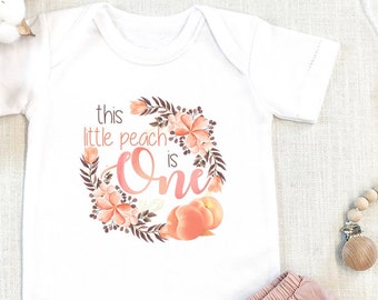 First Birthday Baby , This Little Peach is ONE, 1st Birthday, Sweet as a Peach, Baby Girl , Floral , First Birthday Outfit, Onesie®