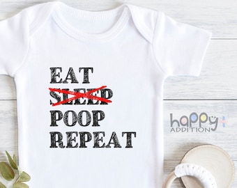 Eat Sleep Poop Repeat Baby  Bodysuit, Funny Baby s, Cute Niece Nephew Baby Shower Gift, Unisex Baby Clothes, Onesie®