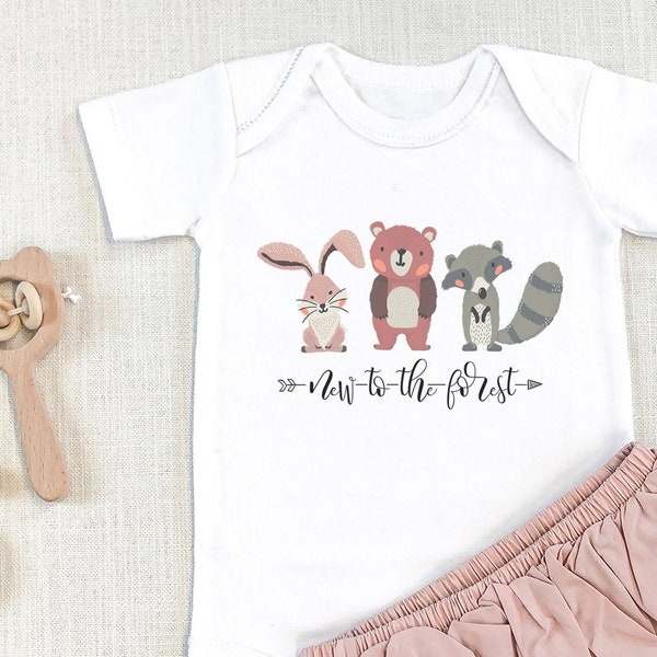 New To The Forest Baby , Cute Baby Bodysuit, Woodland, Forest Friends , Baby Animal, Baby Girl Clothes, Baby Boy Clothes, Onesie®