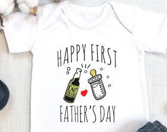Happy First Father's Day s® Bodysuit Pregnancy Announcement Custom Gift for Dad Beer Shirt Happy First Father's Day Gift, Reveal,, Onesie®