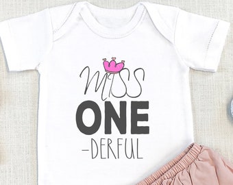 Cute Baby Girl Birthday  Bodysuit, Miss ONE Derful Birthday, Smash Cake, Baby Girl Outfit, First Birthday, 1st Birthday, Wonderful, Onesie®