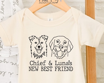 New Best Friend Bodysuit, Custom Baby Bodysuit, Protected By Dog Shirt, Baby Shower Gift, Kid Gift, Personalized Dog Name, Dog Lover Tee