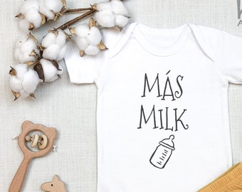 Mas Milk Baby , Mas Leche Baby Bodysuit, Pregnancy Reveal, Cute Milk , Spanish Baby , Spanish Baby Shower, Baby Bottle, Onesie®