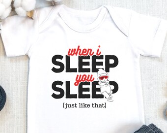 Funny Baby s, When I Sleep You Sleep Just Like That, Funny Baby Shower Gift, Gift For Baby Boy, First, Baby Boy Outfit, Long Sleeve, Onesie®