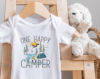 One Happy Camper , Camping Toddler Shirt, Adventure Baby s, Travel Buddy, Camping , Camper , Long Sleeve, Baby, Onesie®
