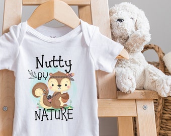 Nutty By Nature , Funny Baby Bodysuit, Woodland, Forest Friends , Baby Animal, Baby Girl Outfit, Baby Boy Outfit, Wild One, Onesie®