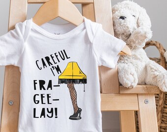 Christmas Story Baby Onesie® , Funny Christmas, Careful I am Fragile, Holiday , Baby boy, Baby girl, Toddler Shirt, Long Sleeve