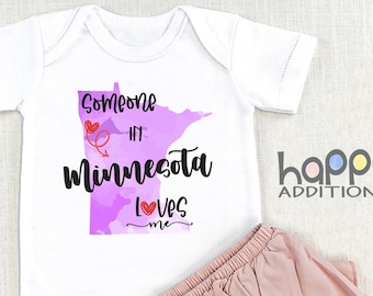 Someone In Minnesota Loves Me , Watercolor , Baby Shower Gift, Raglan Toddler Shirt, Baby Boy Gift, Long Distance, Minneapolis, Onesie®