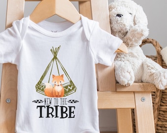 New To The Tribe Baby , Born Wild Baby Bodysuit, Woodland, Forest Friends, Baby Fox, Baby Girl Outfit, Baby Boy Outfit, Wild One, Onesie®