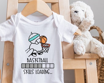 Funny Basketball Skills Loading Baby Bodysuit, Basketball Baby Boy Gift, Basketball Baby Outfit, Cute Dunking Basketball, Baby Shower Gift