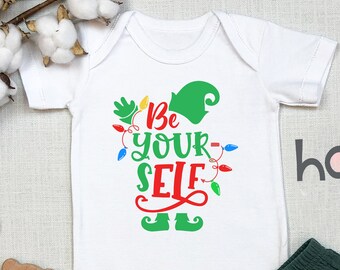 Be YoursELF , Christmas , Christmas Toddler Shirt, Christmas Outfit, Cute Elf Christmas Shirt for Kids, Tree Lights, Long Sleeve, Onesie®