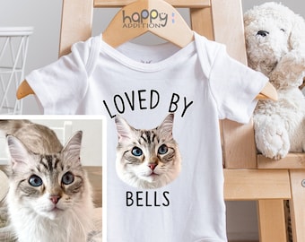 Custom Digital Pet Portrait Baby s, Custom Dog Baby , Unique Baby Shower Gift, Protected by, Cat Portrait, Baby Boy, Baby Girl, Onesie®