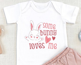 Some Bunny Loves Me, Cute Easter, Easter Baby Bodysuit, Baby Girl, Bunny Baby Shower, Newborn Baby Gift, First Easter, Raglan,