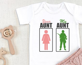 Aunt , Baby Bodysuit, Funny Aunt Baby , Cute Niece Baby Shower Gift, Army Aunt, Auntie Shirt, Your Aunt My Aunt Is Cooler,, Onesie®