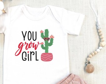 You Grow Girl , Cute Niece Baby Shower Gift, Baby Girl Outfit, Cactus Baby , Succulent, Vegetable , Cactus Bodysuit, Onesie®