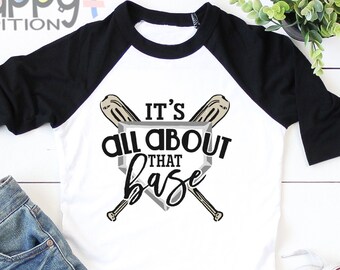 It's All About That Base , Raglan Toddler Shirt, Funny Baseball, Baseball Fan, Sports , Long Sleeve, Baby Shower Gift, Bodysuit, Onesie®