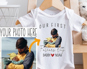 Personalized Our First Father's Day , Minimalist, Unisex , Cute Father's Day Outfit, I Love My Daddy, Custom Picture Image, Onesie®