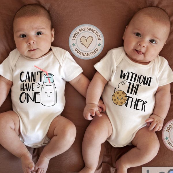 Funny Twin Baby Bodysuit: Milk and Cookie Matching Outfits Onesie® (Set of 2)