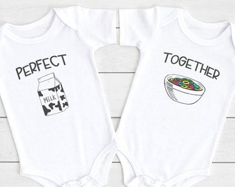 Twins s, Best Friend Shirts, Twin Baby Gifts,  Best Friends Outfits, Milk and Cereal, Gift For Twins, Mac and Cheese, Milk and Cookies