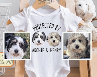 Custom Digital Art Illustration Protected by Pet Portrait Baby Bodysuit: Personalized Dog & Cat Onesie® Brand