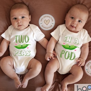 Two Peas in a Pod Twin Baby Onesies®: Funny Matching Kids Outfits Baby Bodysuit (Set of 2)