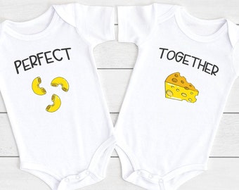 Perfect Together Twin s®, Best Friend Shirts, Twin Baby Gifts,  Best Friends Outfits, Gift For Twins, Mac and Cheese, Twin Set, Onesie®