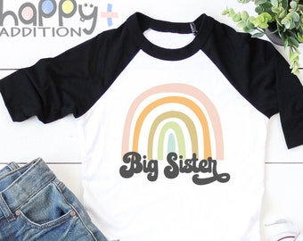 CUSTOM Retro Big Sister , Big Sister, Pregnancy Announcement, Personalized, Toddler Shirt, Big Sibling, Biggest Sister, Raglan, Onesie®