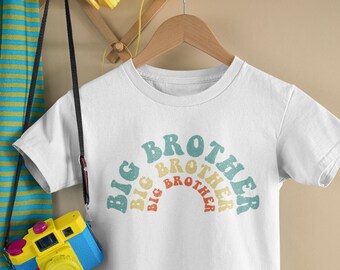 Retro Big Brother Toddler Shirt, Rainbow Baby , Pregnancy Announcement, Long Sleeve, Big Sibling, Oldest Brother, Cute Vintage, Onesie®
